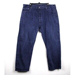 Mens Navy Denim Button Fly Levis Jeans 501 Size 42 x 29 Actual Size